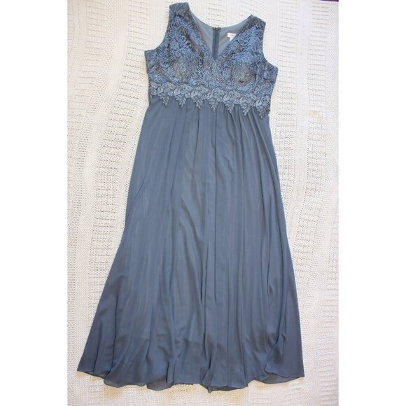 Cinderella Divine Chiffon Maxi Dress 22 Embellished Gown Smoky Blue sleeveless - Picture 9 of 10